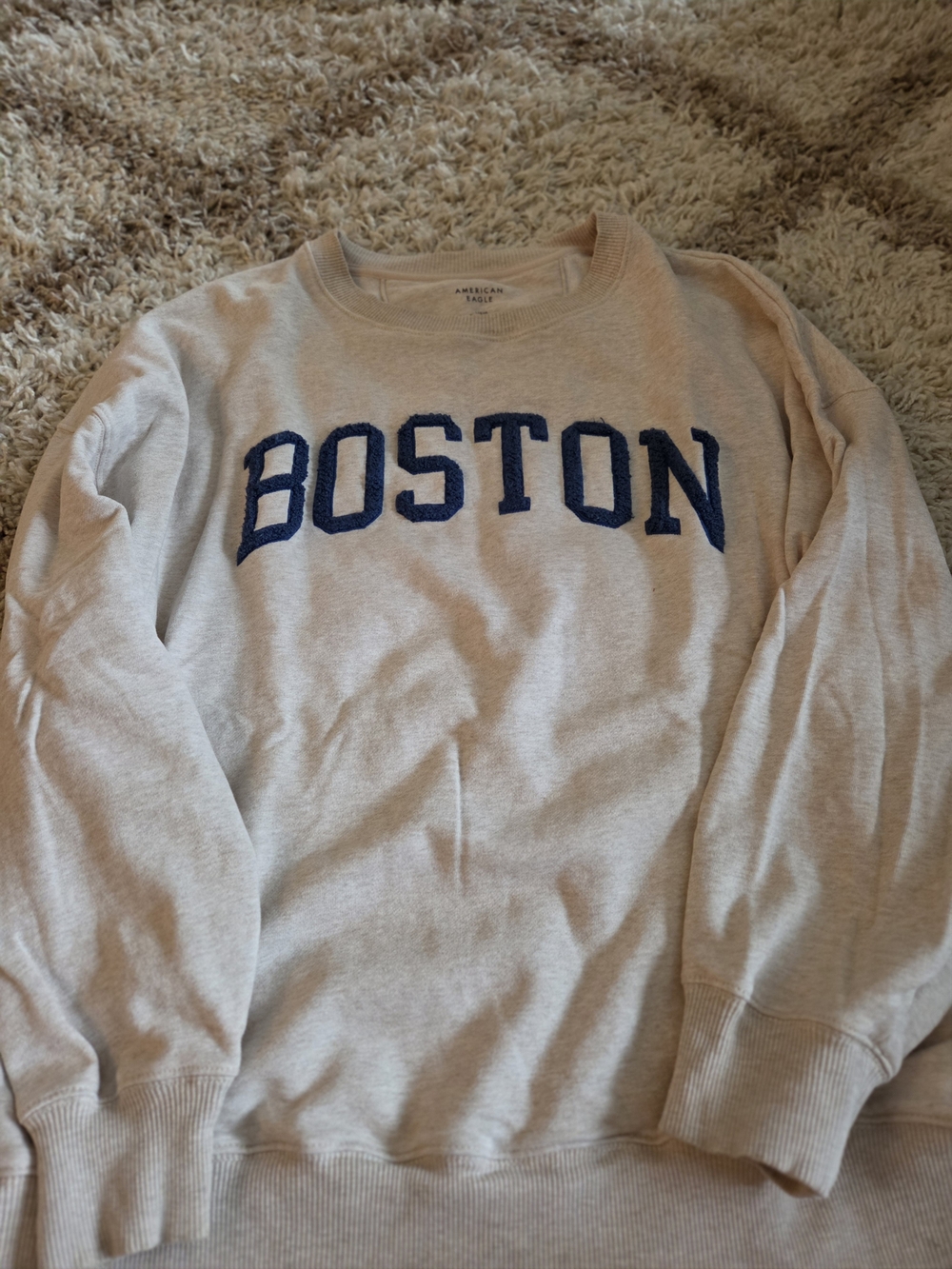 American Eagle Outfitters Cream 'Boston' Crewneck Sweatshirt